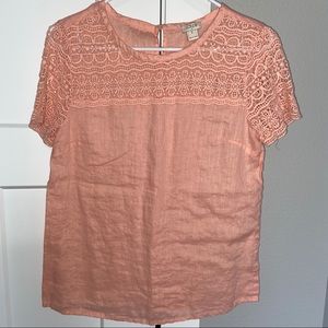 JCrew coral linen blouse